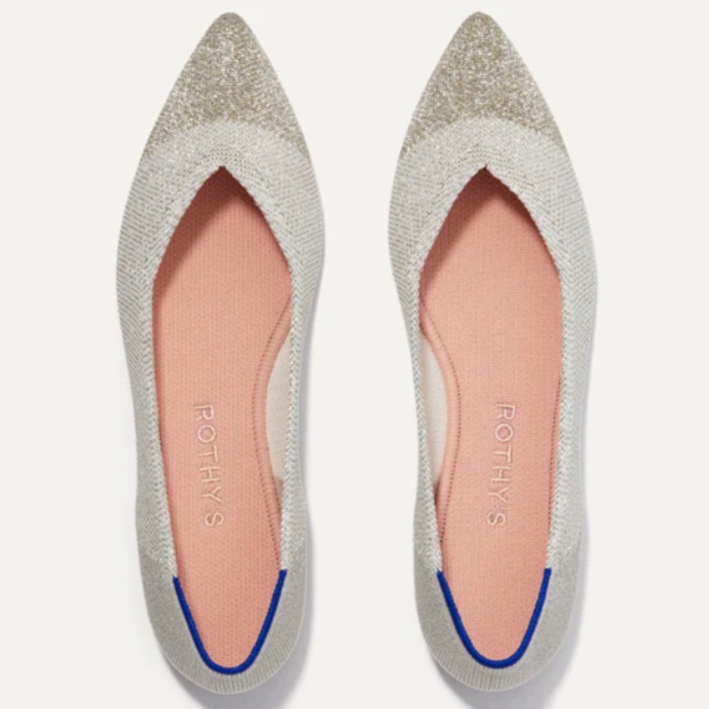 Rothy’s Point Flats Diamond Metallic New in Box